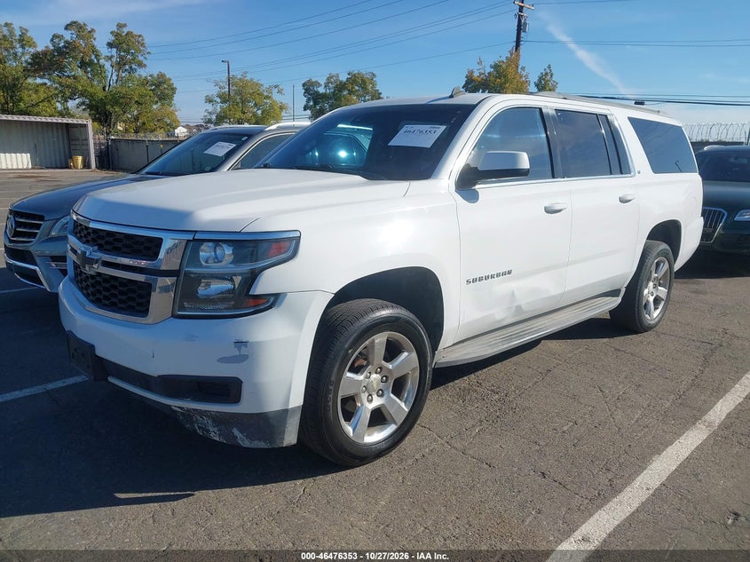 Vin: 1gnskjkc5fr195380, lot: 46976732, chevrolet suburban 1500 lt 20152