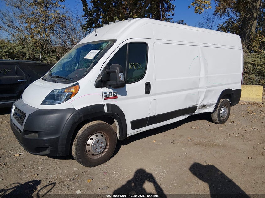 Vin: 3c6trvdg1le112302, lot: 46981678, ram promaster 2500 high roof 159 wb 20202