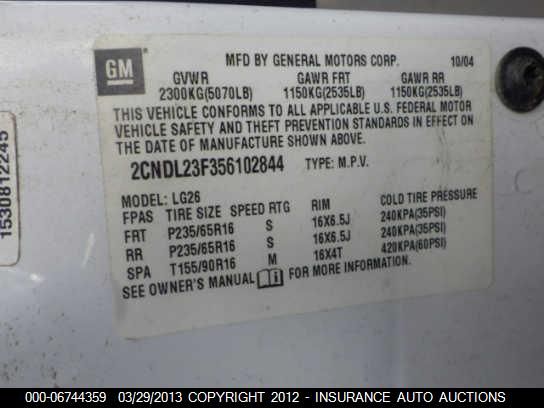 2CNDL23F356102844 2005 Chevrolet Equinox Ls