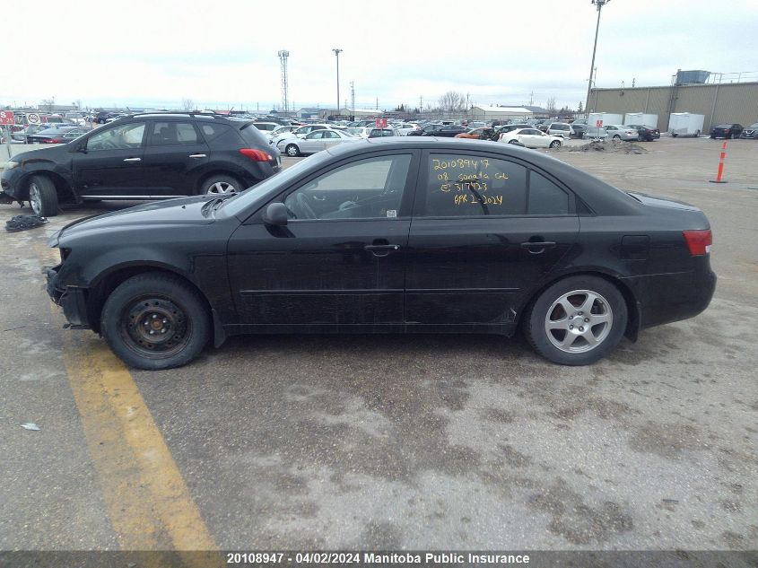 2008 Hyundai Sonata Gl VIN: 5NPET46C58H317423 Lot: 20108947