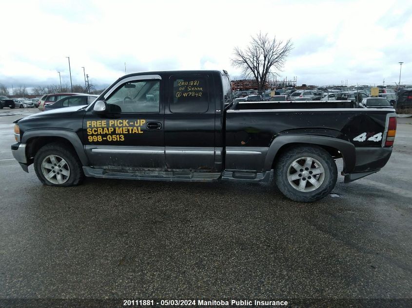 2000 GMC Sierra 1500 Sle Ext Cab VIN: 1GTEK19V1YE417842 Lot: 20111881