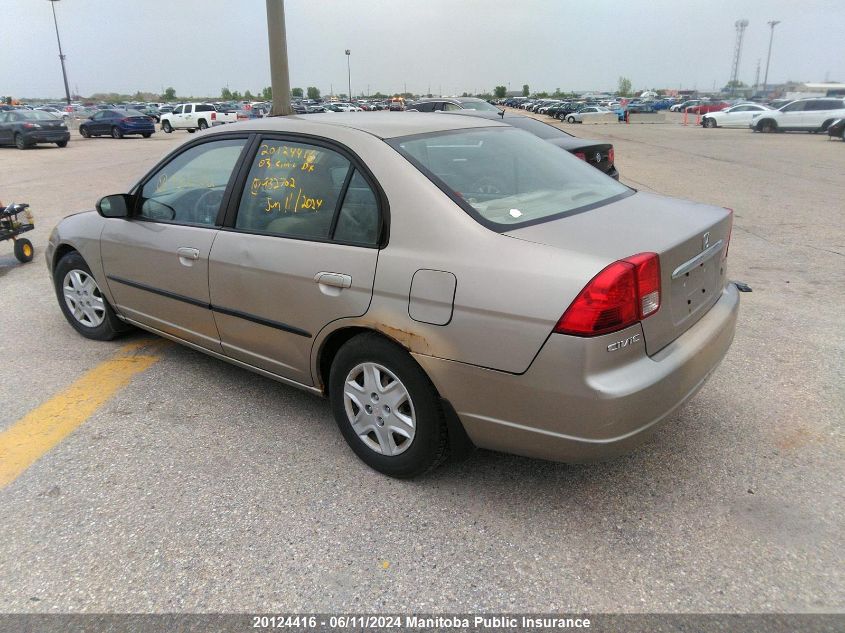 2003 Honda Civic Dx VIN: 2HGES16493H932702 Lot: 20124416