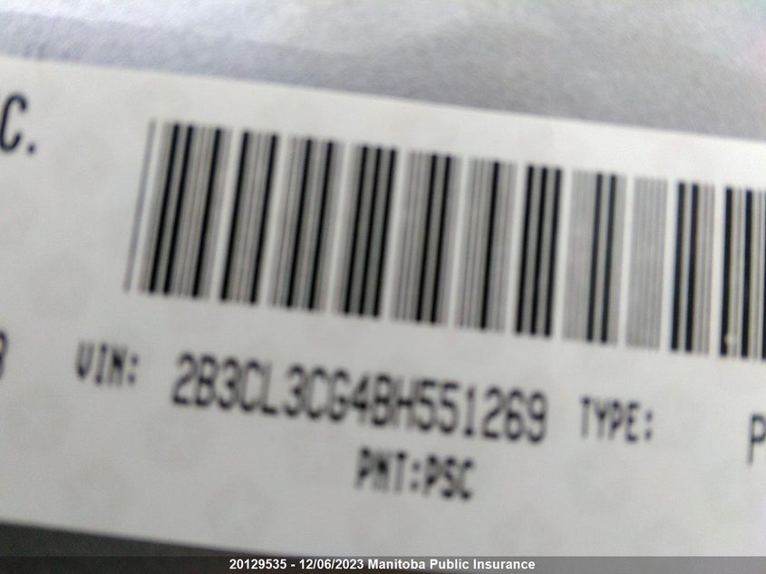 2011 Dodge Charger Se VIN: 2B3CL3CG4BH551269 Lot: 20129535