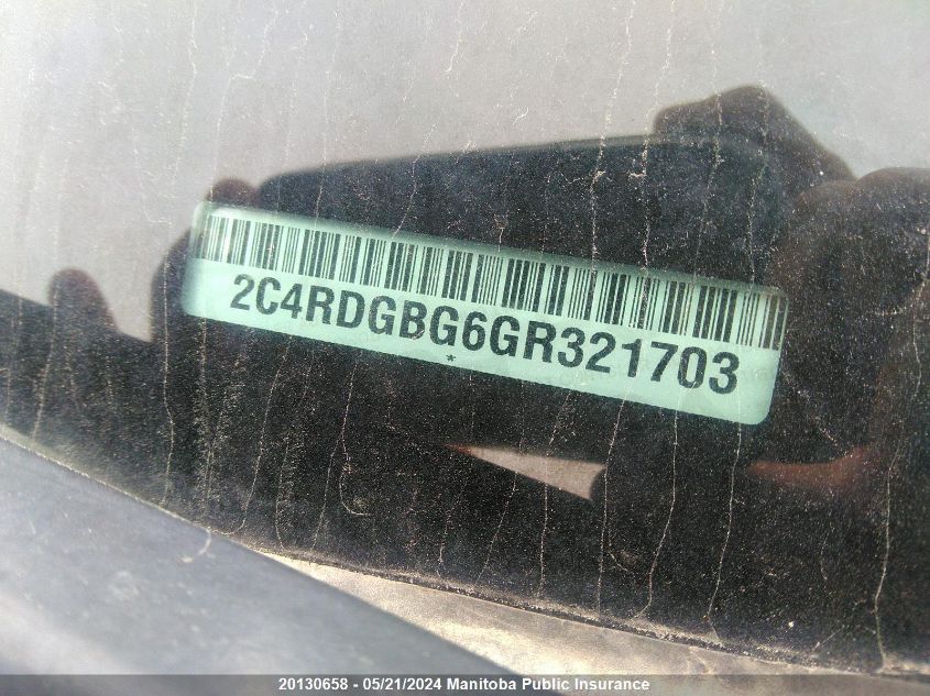 2016 Dodge Grand Caravan Sxt VIN: 2C4RDGBG6GR321703 Lot: 20130658