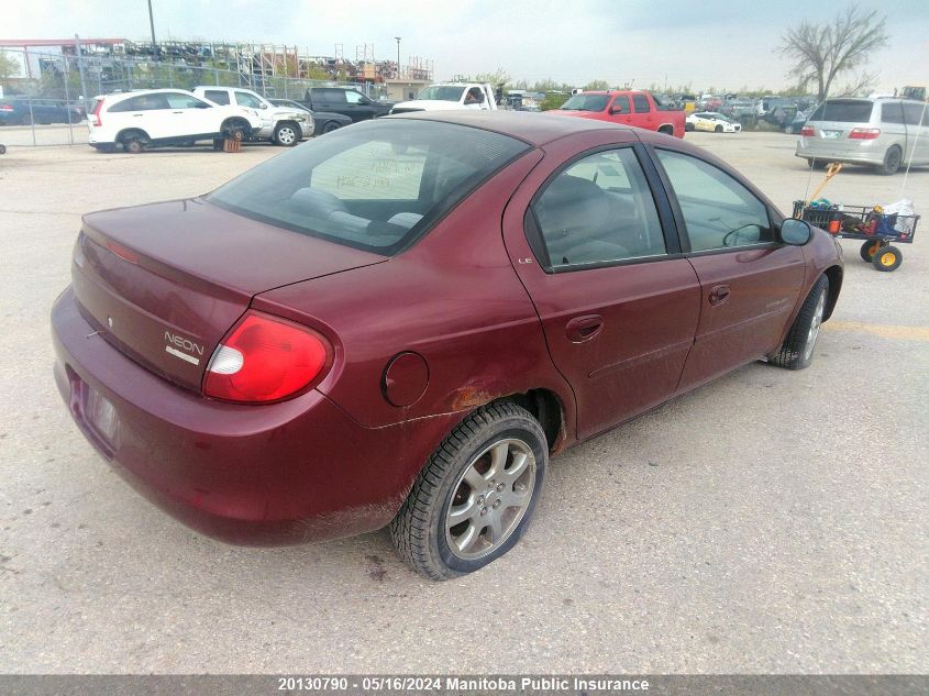 2001 Chrysler Neon Le VIN: 1C3ES46C61D291661 Lot: 20130790