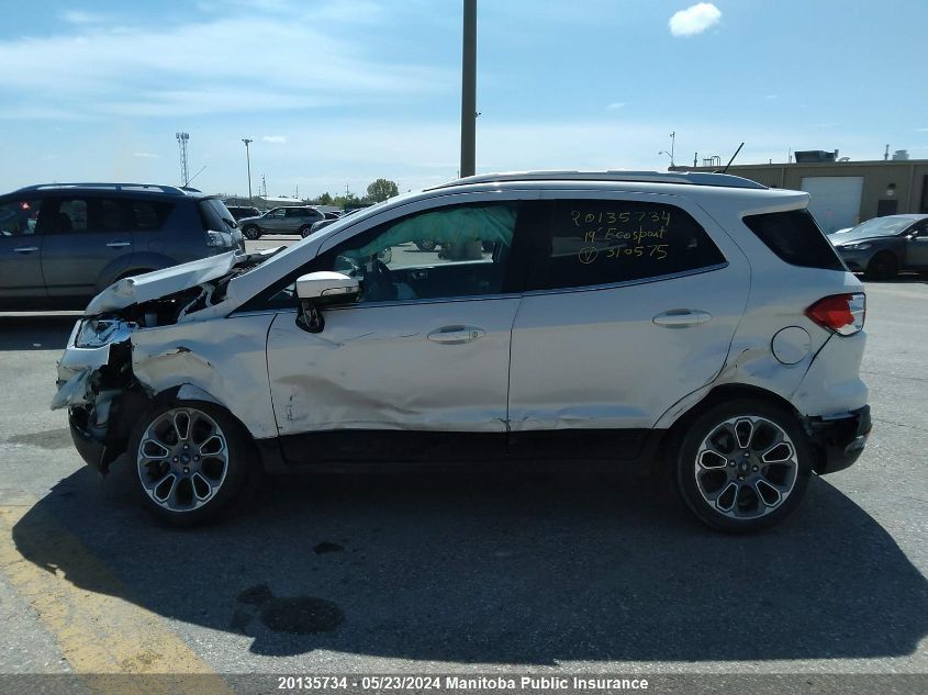 2019 Ford Ecosport Titanium VIN: MAJ6S3KL4KC310575 Lot: 20135734