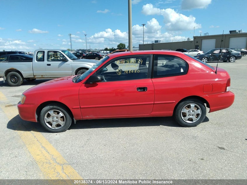 2001 Hyundai Accent Gs VIN: KMHCG35GX1U148680 Lot: 20138374