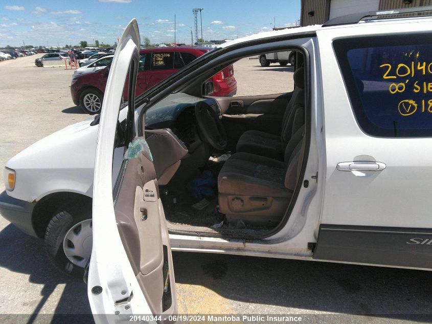 2000 Toyota Sienna Ce V6 VIN: 4T3ZF19C9YU187528 Lot: 20140344