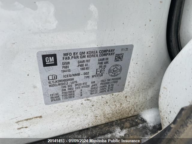 KL7CJKSM9NB509566 2022 Chevrolet Trax Ls