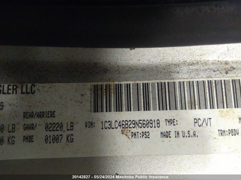 2009 Chrysler Sebring Lx VIN: 1C3LC46B29N560918 Lot: 20142827