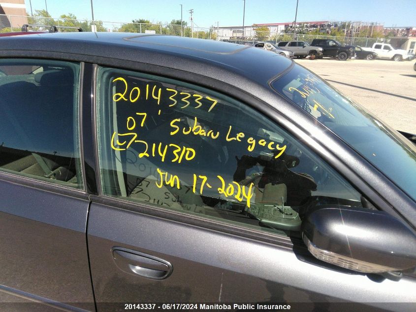 2007 Subaru Legacy 2.5I VIN: 4S3BL616X77214310 Lot: 20143337