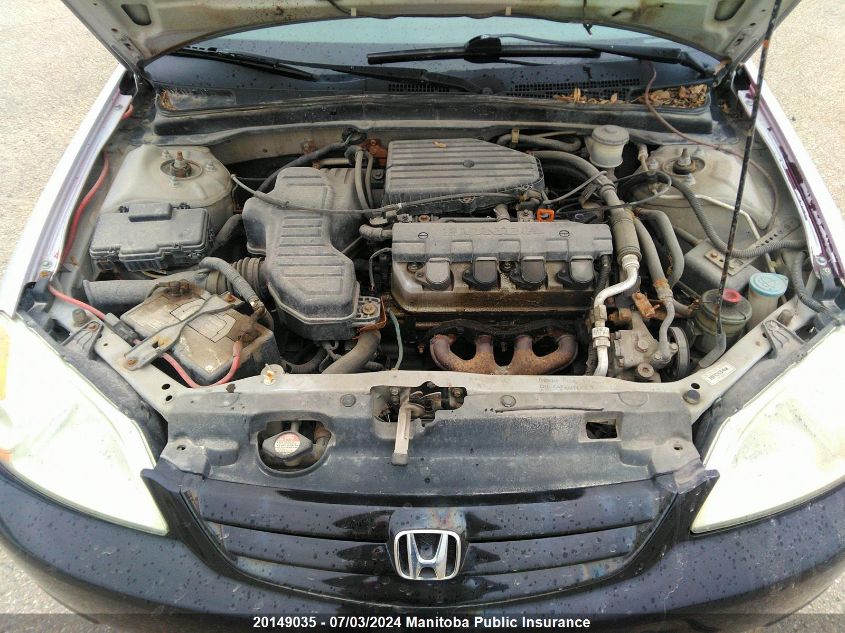 2003 Honda Civic Dx VIN: 2HGES16403H905582 Lot: 20149035