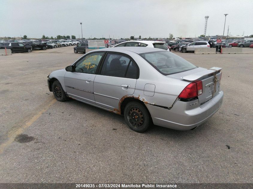 2003 Honda Civic Dx VIN: 2HGES16403H905582 Lot: 20149035