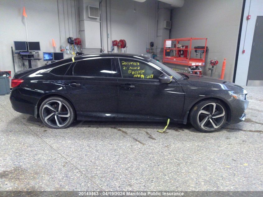 2021 Honda Accord Sport VIN: 1HGCV1F37MA802424 Lot: 39241499
