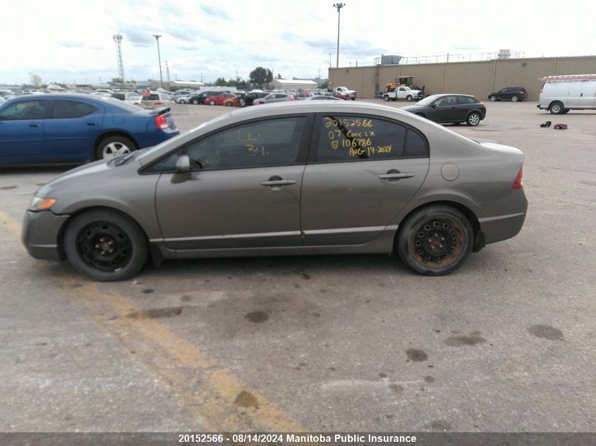 2007 Honda Civic Lx VIN: 2HGFA16517H106786 Lot: 20152566