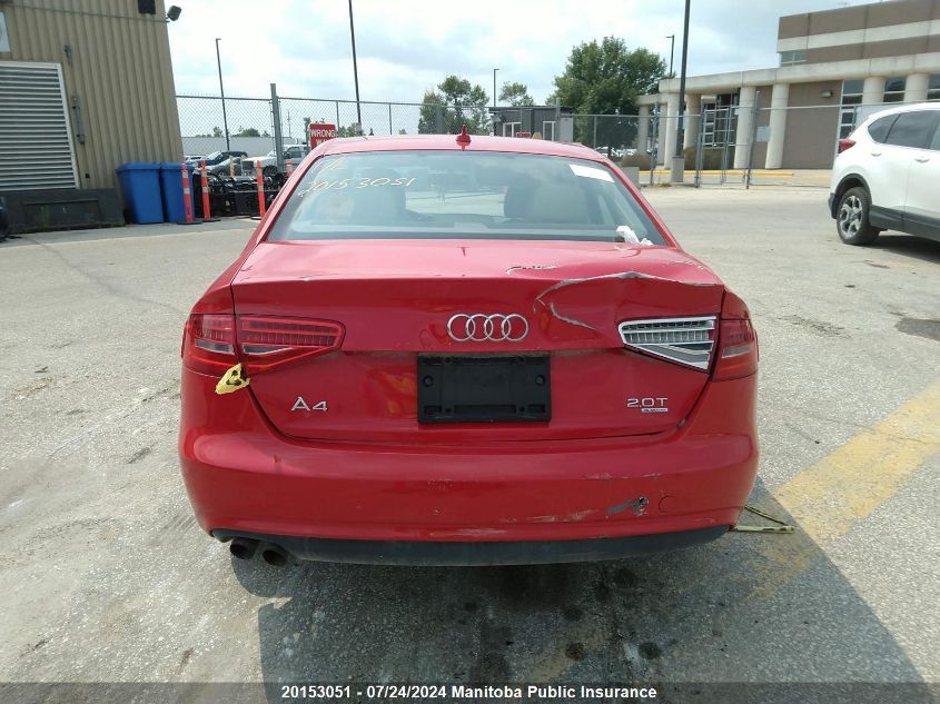 2013 Audi A4 2.0T Quattro VIN: WAUBFCFL3DN050410 Lot: 20153051