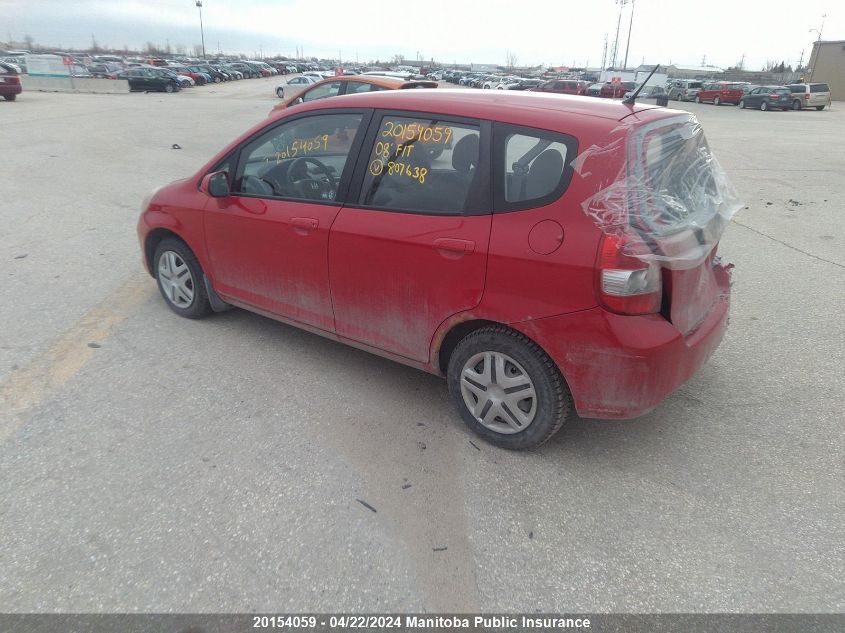 2008 Honda Fit Dx VIN: JHMGD38438S807638 Lot: 50135614