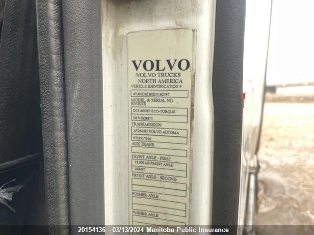 2014 Volvo Vn L VIN: 4V4NC9EH0EN162497 Lot: 20154136