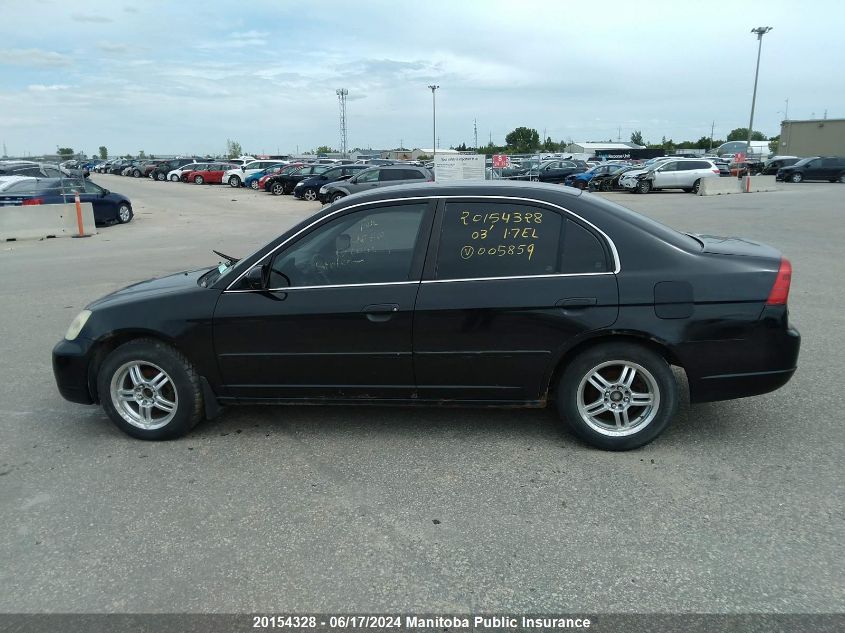 2003 Acura 1.7El VIN: 2HHES36683H005859 Lot: 20154328