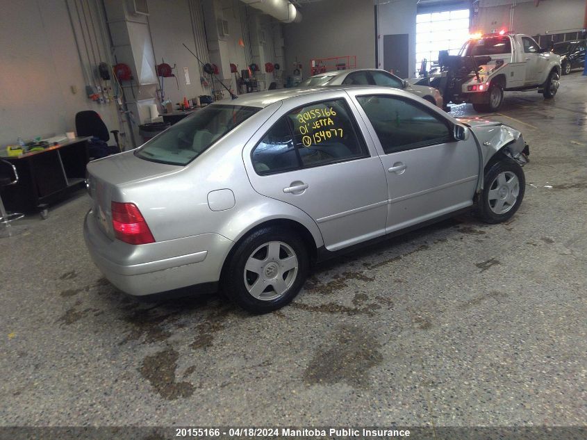 2001 Volkswagen Jetta Gls VIN: 3VWSB29M21M154077 Lot: 20155166