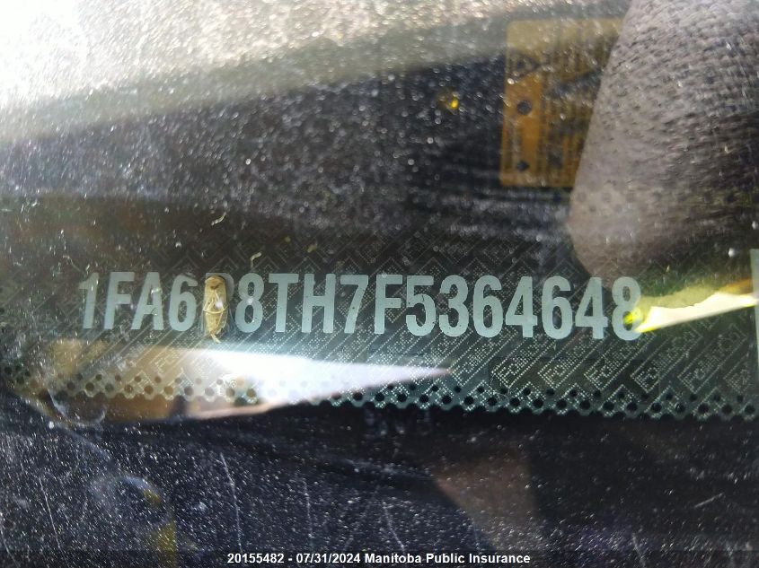 2015 Ford Mustang VIN: 1FA6P8TH7F5364648 Lot: 20155482