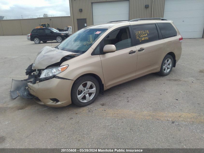 2012 Toyota Sienna V6 VIN: 5TDZK3DC0CS225351 Lot: 20155608