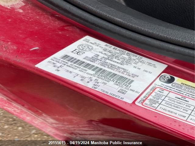 2012 Ford Fusion Se VIN: 3FAHP0HA3CR403461 Lot: 20155615