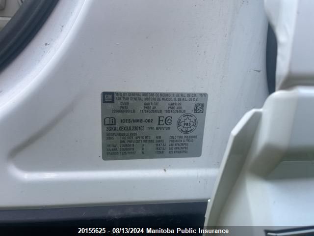 2018 GMC Terrain Denali 2.0T VIN: 3GKALXEX3JL230103 Lot: 20155625