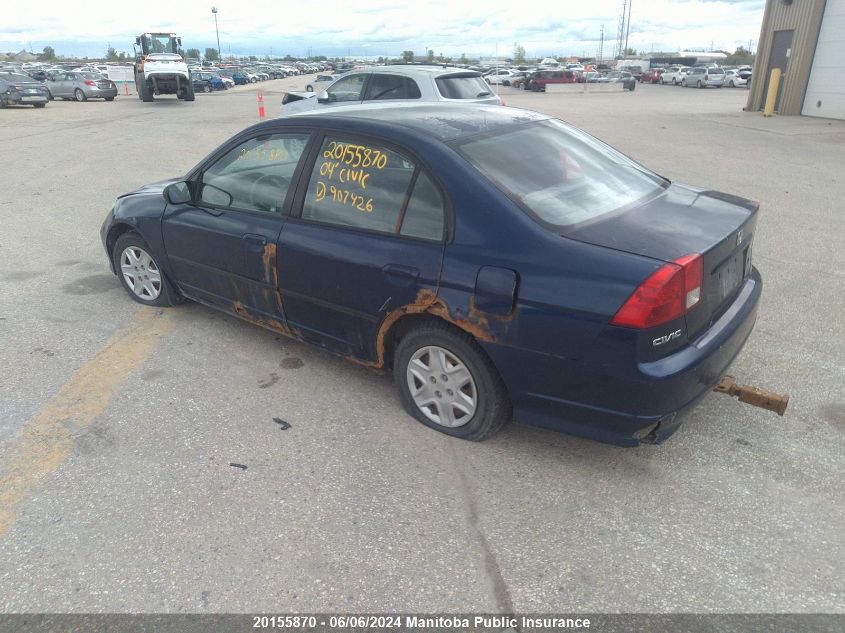 2004 Honda Civic Dx-G VIN: 2HGES16454H907426 Lot: 20155870