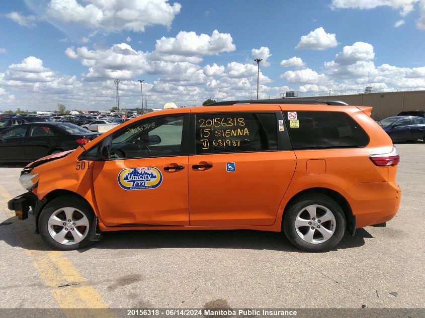 2015 Toyota Sienna Le V6 VIN: 5TDKK3DC4FS681987 Lot: 20156318