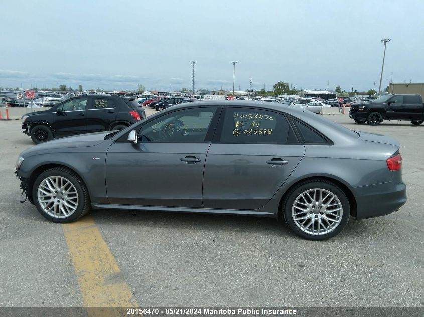 2015 Audi A4 2.0T Quattro VIN: WAUBFCFL8FN023528 Lot: 20156470