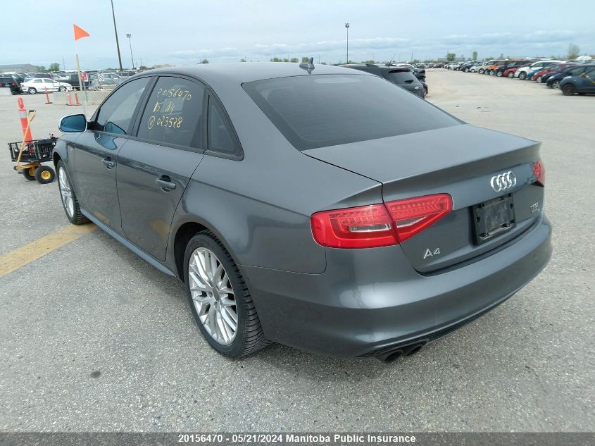 2015 Audi A4 2.0T Quattro VIN: WAUBFCFL8FN023528 Lot: 20156470