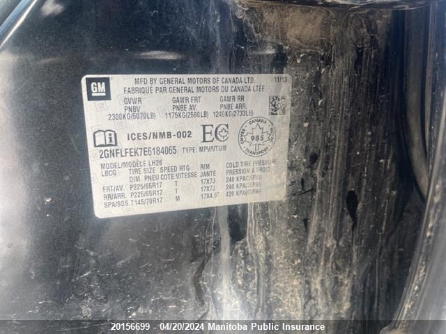 2014 Chevrolet Equinox Lt VIN: 2GNFLFEK7E6184065 Lot: 39240581