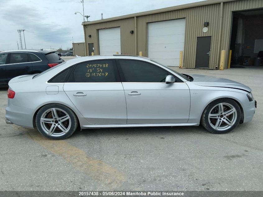 2013 Audi S4 3.0T Quattro VIN: WAUFGCFL5DA127607 Lot: 20157438