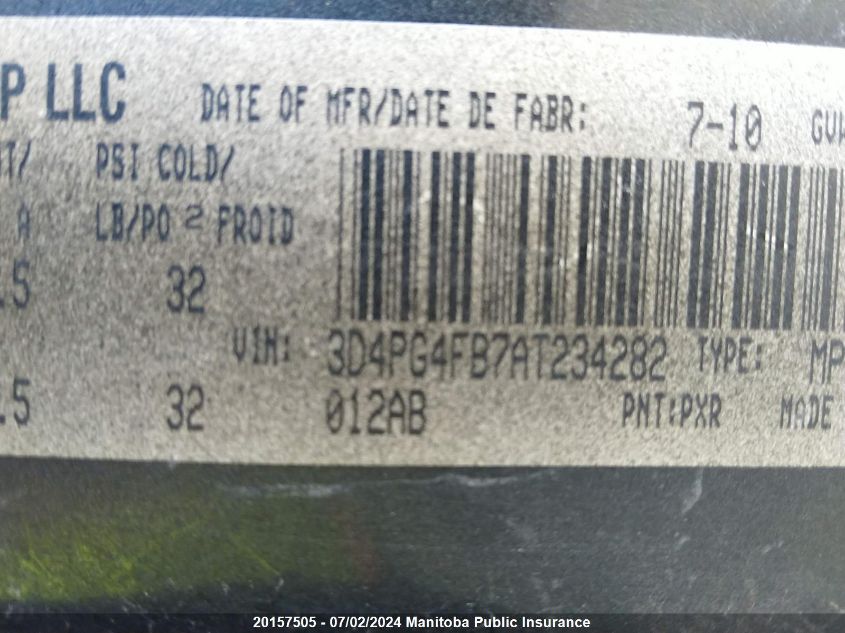 2010 Dodge Journey Se VIN: 3D4PG4FB7AT234282 Lot: 20157505