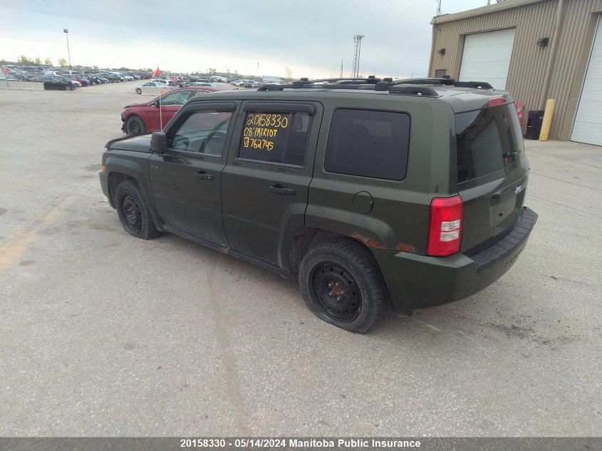 2008 Jeep Patriot Sport VIN: 1J8FT28W78D762745 Lot: 20158330