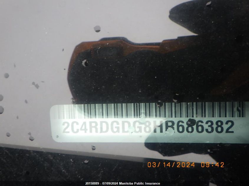 2017 Dodge Grand Caravan Crew VIN: 2C4RDGDG8HR686382 Lot: 20158889