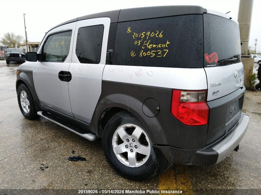 2003 Honda Element Ex VIN: 5J6YH28533L800537 Lot: 20159026