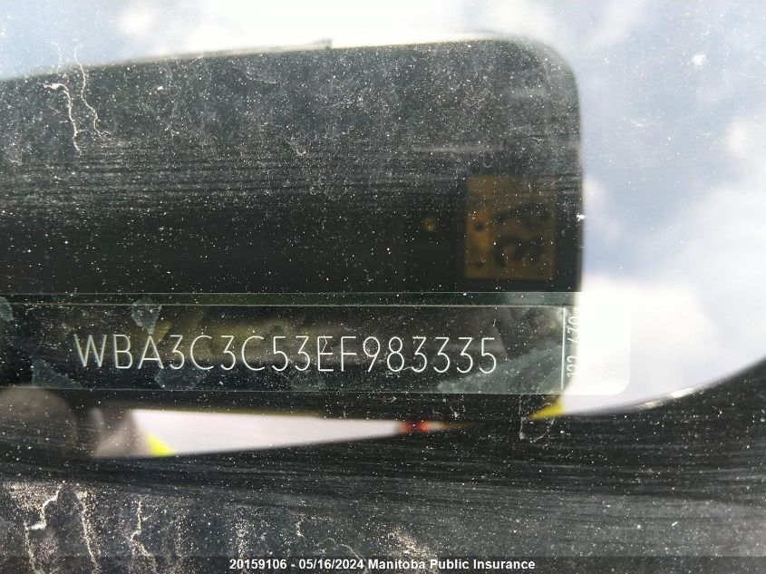 2014 BMW 3 Series VIN: WBA3C3C53EF983335 Lot: 20159106