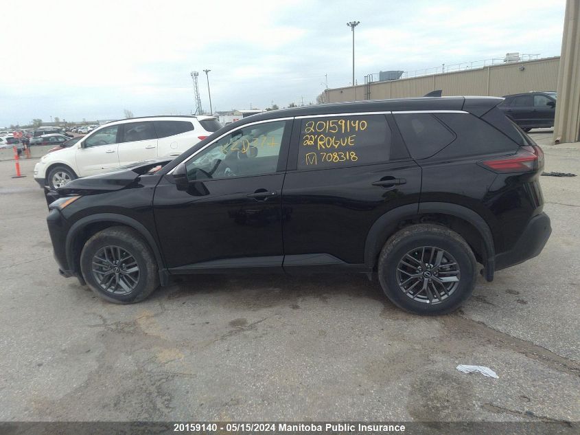 2022 Nissan Rogue S VIN: 5N1AT3ABXNC708318 Lot: 20159140