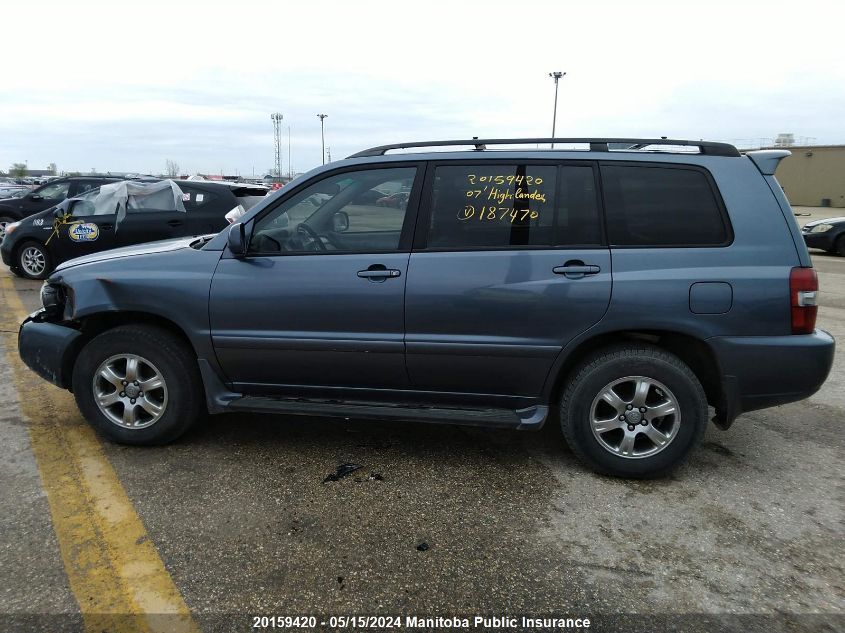 2007 Toyota Highlander V6 VIN: JTEHP21A570187470 Lot: 20159420