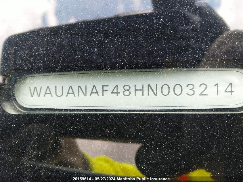 2017 Audi A4 2.0T Quattro VIN: WAUANAF48HN003214 Lot: 20159614