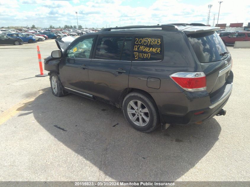 2012 Toyota Highlander V6 VIN: 5TDBK3EH1CS117817 Lot: 20159823