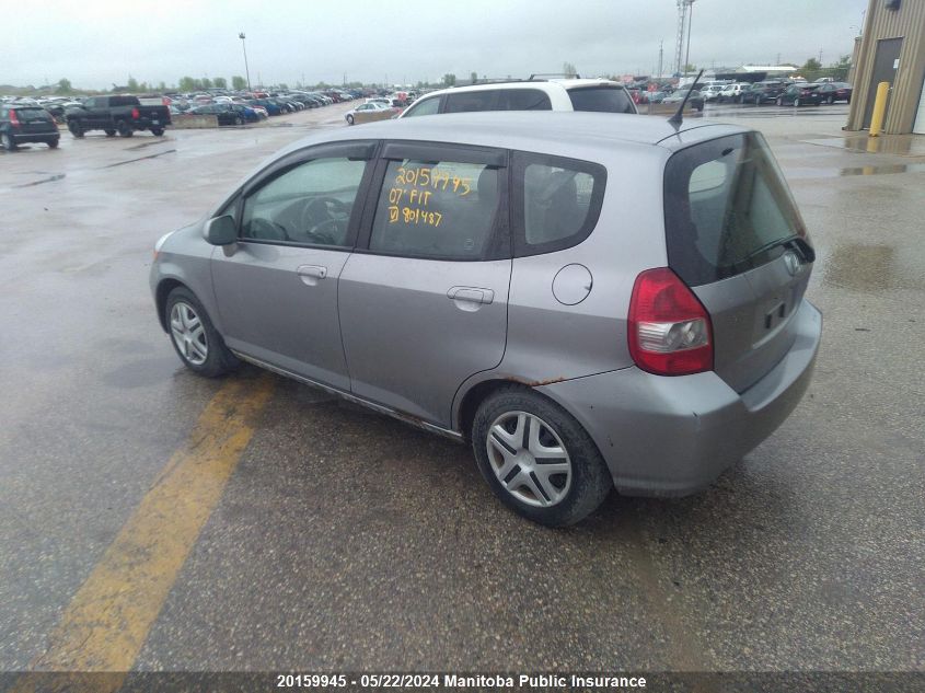 2007 Honda Fit Lx VIN: JHMGD38427S801487 Lot: 20159945