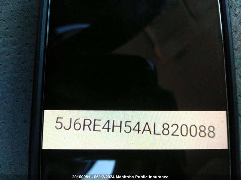 2010 Honda Cr-V Ex VIN: 5J6RE4H54AL820088 Lot: 20160081