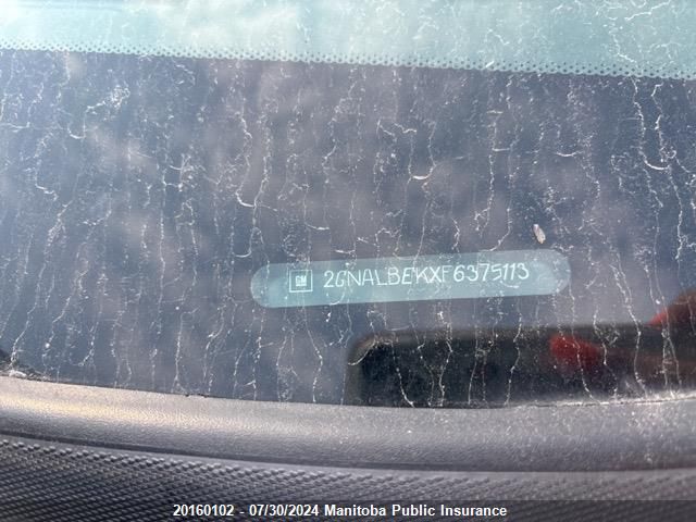 2015 Chevrolet Equinox Lt VIN: 2GNALBEKXF6375113 Lot: 20160102