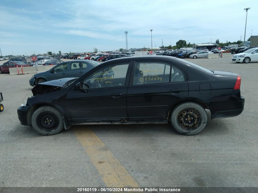 2003 Honda Civic Lx VIN: 2HGES16663H936434 Lot: 20160119