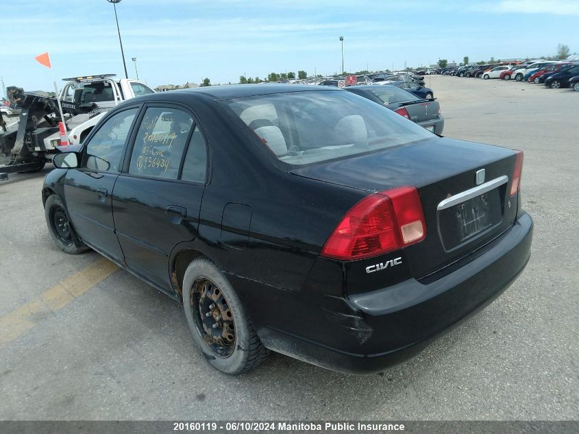 2003 Honda Civic Lx VIN: 2HGES16663H936434 Lot: 20160119