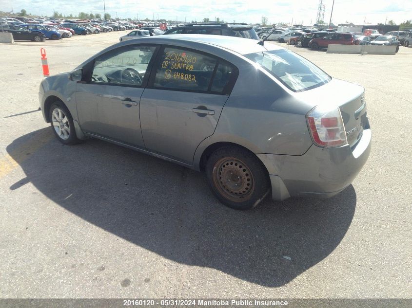 2007 Nissan Sentra 2.0 S VIN: 3N1AB61E67L648082 Lot: 20160120