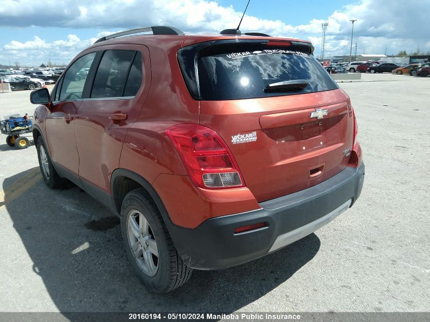 2015 Chevrolet Trax Lt VIN: 3GNCJRSB1FL142776 Lot: 20160194